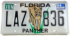 Vintage Florida 1994 Auto License Plate LAZ 836 Panther Garage Pub Wall Decor picture