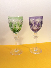 2 Vintage JOSAIR Josephine Hutte Cut To Clear Wine Hock Goblet Glasse ,1970-80 picture