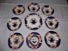Antique Gaudy Dutch Welsh 10 Piece Matching Cup Saucers And Plate picture