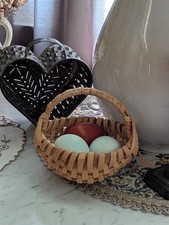 Vintage Miniature Amish Hand Made Melon / Buttocks Basket with God's Eye Ends picture