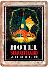 Vintage Hotel St Gotthard Zürich Travel Poster Retro Look Sign T2414 picture