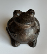 Small Cast Iron Frog Brown Garden Decor Pond Paperweight Indoor Outdoor Rustic picture