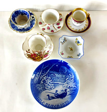 Lot: 4 Miniature Cups Saucers Limoges Pin Tray B&G Pheasants 1970 Xmas Plate Exc picture