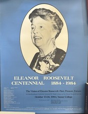 Vintage Eleanor Roosevelt Poster Centennial 1884 To 1984 Vassar College  picture