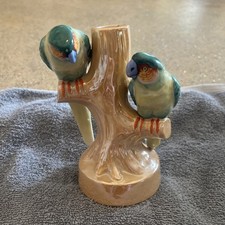 Parakeet Candle Holder Bird Tree Trunk Taper Candlestick Japan 6