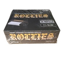 20 Rollies Hemp Single Wide 1.25 Rolling Papers on a Roll 5 Meters 1 1/4 Size picture