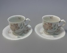 Vintage Mikasa Dialogue Lyric CB903 Pastel Floral Cup & Saucer Lot Of 2 Sets picture