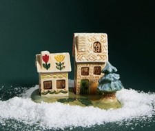 NEW ANTHROPOLOGIE NATHALIE LETE SALT PEPPER SHAKER HOUSE VILLAGE COTTAGE 3PC SET picture
