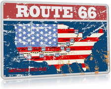 Route 66 US flag Man Cave Signs Vintage Aluminium Metal Sign Highway Road Poster picture