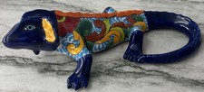 Talavera Iguana Large Mexican Pottery Folk Art Wall Art Multicolor Length 16” picture