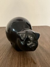 Dalzell Viking Glass Company Large Mama pig in Ebony Black Glass picture
