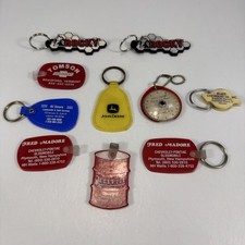 Vtg Automotive Advertising Keychain Lot Gas & Oil John Deere Fob 1960s-1990s picture