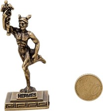 Ancient Greek God Hermes Statue Miniature Gold Messenger Mythology Figurine picture