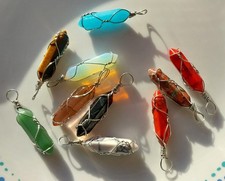 Handcrafted Wire Wrapped Natural Stone Chakra Healing Gemstone Pendant picture