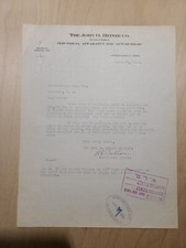 1915 Document, John O. Heinze Co. Springfield OH, Cars Electrical Parts Signed 5 picture