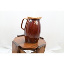 Vintage Hull Pottery Mirror Brown Drip Glaze Pitcher Oven Proof USA 9 Inch picture