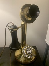 Vintage AUTOMATIC ELECTRIC Brass Candlestick Rotary Telephone,Excellent Untested picture