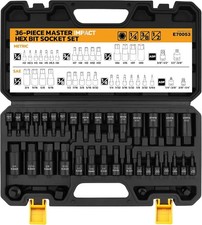 36-Piece One-Piece Hex Bit Socket Set includes Socket Adapter 1/4