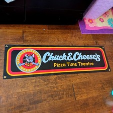Vintage 1981 Chuck E Cheese Pizza Time Theatre Vinyl Banner Retro 80s Kids Decor picture