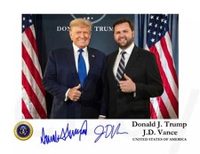 President Donald Trump and JD Vance autographed official portrait photo REPRINT picture