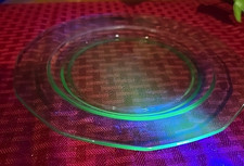 Green Uranium Depression Glass Plate Glows 7.5