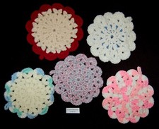 VINTAGE Handmade Crochet Coasters Placemats Set of 5 Lot#101 Wonderful Folk Art picture