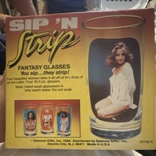 Spencer 1984 Vintage Sip N Strip Fantasy Drinking Glasses USA picture