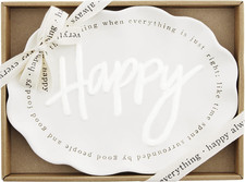Ruffled Happy Definition Plate, White, 7 1/2