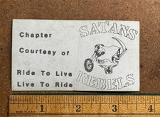 Vtg 1960s 1970s SATANS REBELS Motorcycle Club Gang COURTESY CARD Ride to Live picture