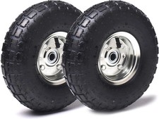 (2 Pack) 4.10/3.50-4 Tire and Wheel, Replacement Pneumatic Tires 10-Inch Wheel w picture
