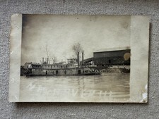 1908 I N Flesher Sternwheel Towboat New Haven Illinois Steamboat RPPC Photo picture