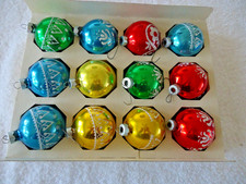 VINTAGE Poloron SHINY BRITE MERCURY GLASS CHRISTMAS ORNMENTS BOX OF 12 picture