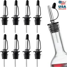 12Pcs Liquor Pour Spout Stainless Steel Classic Bottle Pourers with Rubber USA picture