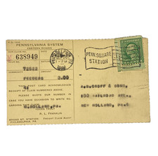 1922 Pennsylvania Train Freight Claim Ticket Penn Station Postcard Vintage picture