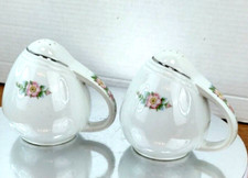 Hall China Rose VTG Rose Parade Sani-Grid Salt Pepper Cork Stopper Shakers Rare picture