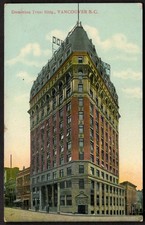 VANCOUVER BC Postcard 1910s Street View Dominion Trust Building picture