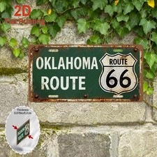 Oklahoma Route Sign Vintage Aluminum Metal License Plate 12x6 Inches picture