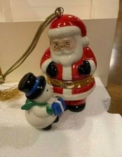 Lenox 2003 Santa and Snowman Treasure Box Christmas Ornament Trinket ~ NEW picture