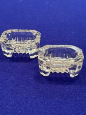 Pair VTG Antique EAPG Open Salt Cellar Dip Dish TUB Pressed Pattern Glass THICK picture