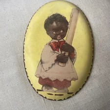 Vintage 1950s Folk Art Americana Wall Hanging Decoupage Oval Yellow Decor picture