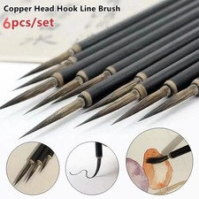 6pcs Chinese Calligraphy Brush Set Bamboo Handle Fine Hair Pens - NEW picture