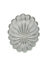 Vintage Clear Heavy Glass Divided Oval Serving Dish Relish Tray Platter picture