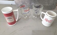 Hamm's Busch Dimpled Beer Mug Budweiser Stroh's Stein 4 Bar Mugs Sign Man Cave  picture