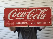  VINTAGE 1950'S COCA COLA IN BOTTLES PORCELAIN  SIGN 24