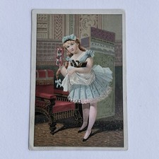 Antique Trade Card Girl With Cat Burdock Blood Bitter Druggist Auburn NY picture