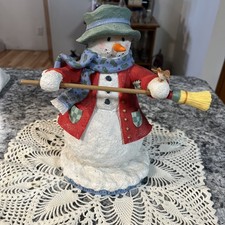Vintage Snowman Papel Giftware Christmas Arctic Chill Candy Cane Holder Figurine picture