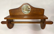 Enesco Vintage Wood Wall Mounted Paper Towel Holder Shelf Scenic Farmhouse picture
