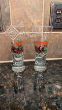 Vintage 1991 Budweiser Clydesdales Holiday Beer Pilsner Glasses Set Of 2 picture