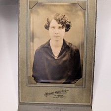 ID'd c1920s Helen Meyer Woman Pearl Portrait Studio Photo Melrose Park IL 9 Inch picture