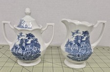 Blue Royal Staffordshire Ironstone Stratford Stage Cream and Sugar picture
